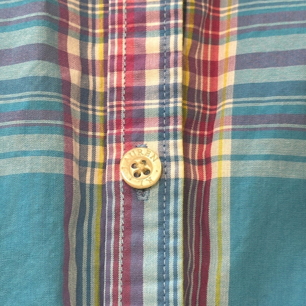 Lauren Ralph Lauren Blue Plaid Button Down Shirt - Picture 5 of 13